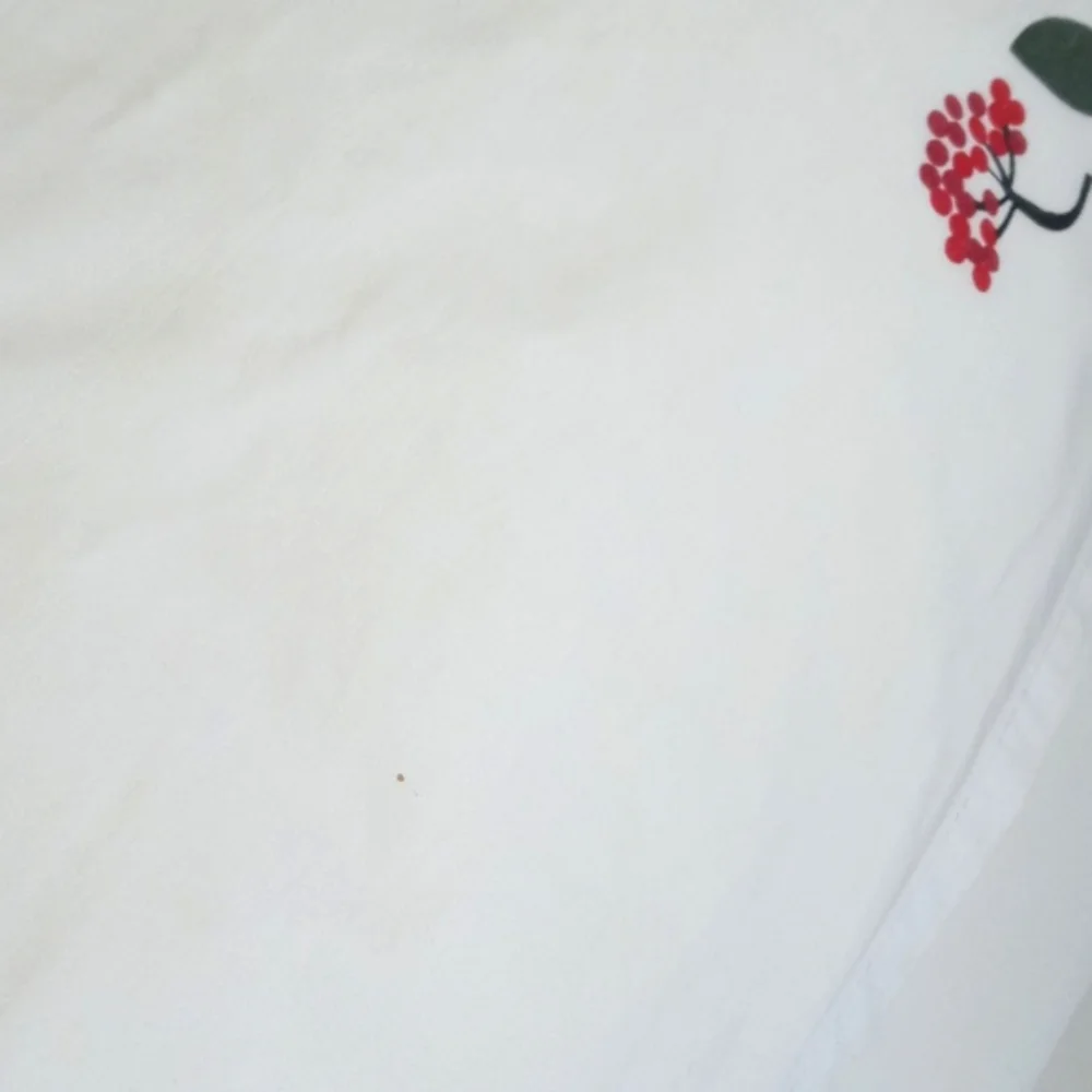 Bohemian Cream w/ Red Yellow Dutch Floral Motif Tasseled Pillow Sham Cover Queen